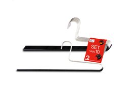 MAWA Broekhangers - Set van 10 - Ruimtebesparende Kledinghangers met Twee Steunen - Perfect voor Jeans, Stoffen Broeken en Pantalons - Hoogwaardige Antislip-Coating - 32 cm, Zwart