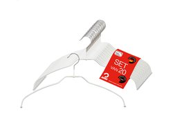 MAWA Kledinghangers Light - Set van 20 - 50% Ruimtebesparende en Antislip Hangers voor Overhemden en Blouses - 360° Draaibare Haak - Hoogwaardige Antislip-Coating - 42 cm, Wit