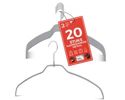 MAWA Kledinghangers Light - Set van 20 - 50% Ruimtebesparende en Antislip Hangers voor Overhemden en Blouses - 360° Draaibare Haak - Hoogwaardige Antislip-Coating - 42 cm, Zilver
