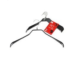 MAWA Kledinghangers - Set van 10 Hangers - Lichaamsvormige Metalen Kleerhangers voor Jassen, Mantels, Blazers en Colberts - 360° Draaibare Haak - Hoogwaardige Antislip-Coating - 42 cm, Zwart