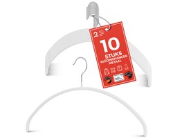MAWA Kledinghangers - Set van 10 Hangers - Ruimtebesparende en Antislip Kleerhangers voor T-Shirts en Truien - 360° Draaibare Haak - Hoogwaardige Antislip-Coating - 40 cm, Wit