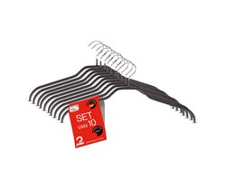 MAWA Kledinghangers - Set van 10 - Ruimtebesparende en Antislip Hangers voor Overhemden en Blouses - 360° Draaibare Haak - Hoogwaardige Antislip-Coating - 36 cm, Zwart