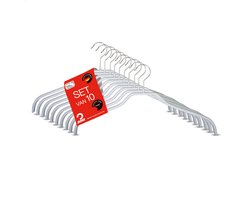 MAWA Kledinghangers - Set van 10 - Ruimtebesparende en Antislip Hangers voor Overhemden en Blouses - 360° Draaibare Haak - Hoogwaardige Antislip-Coating - 41 cm, Wit