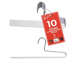MAWA Kledinghangers - Set van 10 - Ruimtebesparende en Antislip Hangers voor Overhemden en Blouses - 360° Draaibare Haak - Hoogwaardige Antislip-Coating - 45 cm, Wit