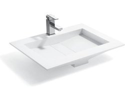 Mawialux inbouw wastafel - Solid surface - Zonder kraangat - Mat wit - 80x49x11cm - Ash