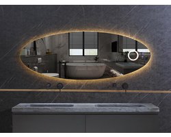 Mawialux LED Badkamerspiegel - 160x60cm - Ovaal - Verlichting - Verwarming - Vergrootglas - Etty