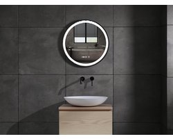 Mawialux LED Badkamerspiegel - 60cm - Rond - Verwarming - Digitale klok - Julia