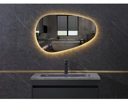 Mawialux LED Badkamerspiegel - 80x50cm - Asymmetrisch (links) - Verlichting - Verwarming - Darla