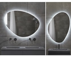 Mawialux LED Badkamerspiegel - Dimbaar - 100x80cm - A-symetrisch - Horizontaal of verticaal ophangen - Verwarming - Touchscreen - Josie