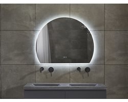 Mawialux LED Badkamerspiegel - Dimbaar - 100x80cm - Halfrond - Verwarming - Touchscreen - Hannah