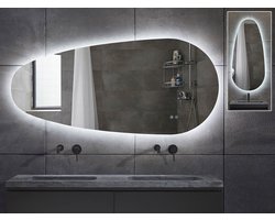 Mawialux LED Badkamerspiegel - Dimbaar - 159x69cm - Asymmetrisch - Horizontaal of verticaal ophangen - Verwarming - Touchscreen - Ana