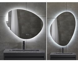 Mawialux LED Badkamerspiegel - Dimbaar - 80x70cm - A-symetrisch - Horizontaal of verticaal ophangen - Verwarming - Touchscreen - Josie