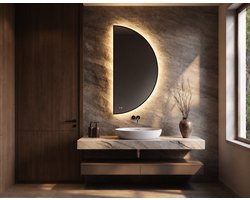 Mawialux LED Badkamerspiegel - Halfrond Rechts - 60x120cm - Jill - Mat zwart rand
