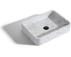 Mawialux opzet waskom - Carrara marmer - 50x36 cm - Mat wit - Sarah