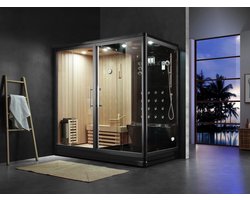 Mawialux sauna inclusief stoomcabine - 220x120x220cm - Glans zwart - Pico