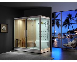 Mawialux sauna inclusief stoomcabine 220x160x220cm - Glans wit - STSAUWR