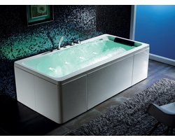 Mawialux vrijstaand massagebad - Massagejets - Waterval - LED verlichting - 210x100cm - Kita Wit