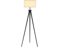 MAX Vloerlamp zwart, 1xE27 excl, incl kap beige