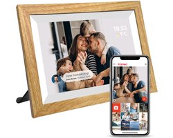 MAXEON® Digitale Fotolijst - Wifi en Frameo App - Fotokader - 10.1 inch HD - IPS Touchscreen - 32 GB - Hout look