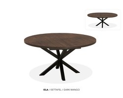 Maxfurn - Ronde uitschuiftafel 120/160 | Zeer krasvast | Kleur: Dark Mango