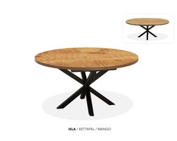 Maxfurn - Ronde uitschuiftafel 120/160 | Zeer krasvast | Kleur: Mango