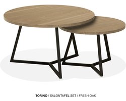 Maxfurn - Set ronde salontafels | Zeer krasvast | Kleur: fresh oak