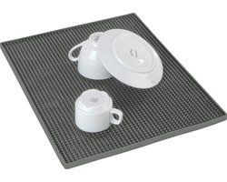 Maxi Afdruipmat, Extra Grote Rubberen Mat met Noppenstructuur voor het Afdrogen van Borden en Glazen, Aanrechtmat Gemaakt van Hoogwaardig Plastic, Vaatwasmachinebestendig, 40 x 30 cm, Grijs.