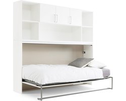Maxi Opklapbed Albero met bovenbouw - 90 x 200 cm - wit