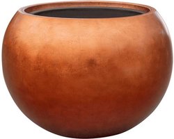 Maxim bloempot bowl koper 50cm breed | Luxe brede ronde grote bloempot plantenbak vaas vazen | rood goud metallic terracotta steenrood