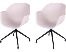 MaximaVida eetkamerstoel Cuyp XXL ecru draaiframe poten- 2 stuks