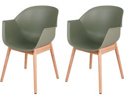 MaximaVida eetkamerstoel Cuyp XXL olijfgroen eiken stoelpoten- 2 stuks