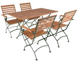 MaximaVida inklapbare acacia tuinset Toscana 120 cm olijfgroen - stoelen met armleuning