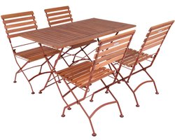 MaximaVida inklapbare acacia tuinset Toscana 120 cm roestbruin - stoelen zonder armleuning