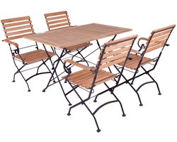 MaximaVida inklapbare acacia tuinset Toscana 120 cm zwart - stoelen met armleuning