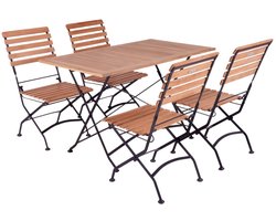 MaximaVida inklapbare acacia tuinset Toscana 120 cm zwart - stoelen zonder armleuning
