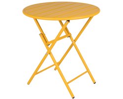 MaximaVida inklapbare metalen ronde tuintafel Max 70 cm okergeel