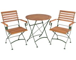 MaximaVida inklapbare ronde acacia bistroset Toscana 70 cm olijfgroen - stoelen met armleuning