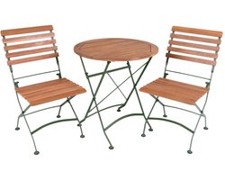 MaximaVida inklapbare ronde acacia bistroset Toscana 70 cm olijfgroen - stoelen zonder armleuning