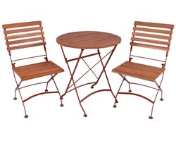 MaximaVida inklapbare ronde acacia bistroset Toscana 70 cm roestbruin - stoelen zonder armleuning