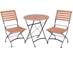 MaximaVida inklapbare ronde acacia bistroset Toscana 70 cm zwart - stoelen zonder armleuning