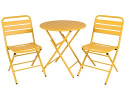 MaximaVida inklapbare ronde bistroset Max okergeel 70 cm- extra zware uitvoering
