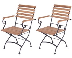 MaximaVida inklapbare tuinstoel Toscana met armleuning zwart 2 stuks - 100% FSC excellent acacia
