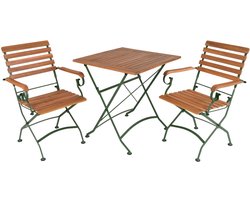 MaximaVida inklapbare vierkante acacia bistro set Toscana 70 cm olijfgroen - stoelen met armleuning