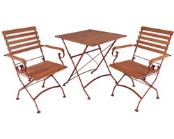 MaximaVida inklapbare vierkante acacia bistro set Toscana 70 cm roestbruin - stoelen met armleuning