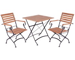 MaximaVida inklapbare vierkante acacia bistro set Toscana 70 cm zwart - stoelen met armleuning
