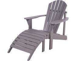 MaximaVida kunststof adirondack tuinstoel met voetenbankje Montreal grijs - luxe uitvoering