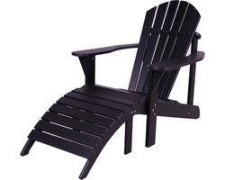MaximaVida kunststof adirondack tuinstoel met voetenbankje Montreal zwart - luxe uitvoering