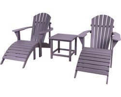 MaximaVida kunststof adirondack tuinstoel set Montreal grijs - luxe uitvoering