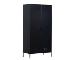 MaximaVida metalen kleding lockerkast Finn 90 x 50 x 185 cm zwart - 4 schappen
