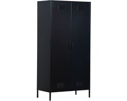 MaximaVida metalen kleding lockerkast Finn 90 x 50 x 185 cm zwart - 8 schappen